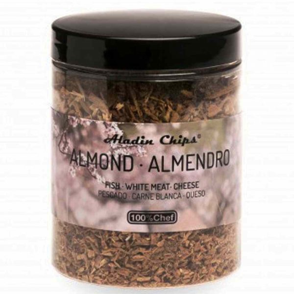 Experience the rich flavor of Aladín Chips Almond Wood 80gr - a gourmet snack crafted with finest quality almonds. Buy now!