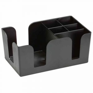 Premium Black Plastic Bar Caddy Organizer 24x15x11cm - Sleek and Functional Bar Accessory for Home or Commercial Use