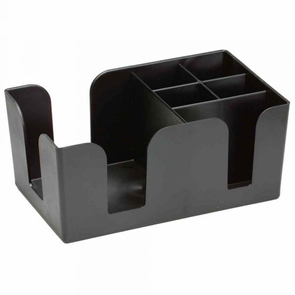 Premium Black Plastic Bar Caddy Organizer 24x15x11cm - Sleek and Functional Bar Accessory for Home or Commercial Use