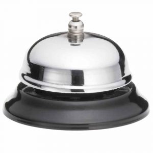 Modern and elegant 7.5cm silver and black bell, perfect for decorating your space. Buy now for a touch of sophistication.