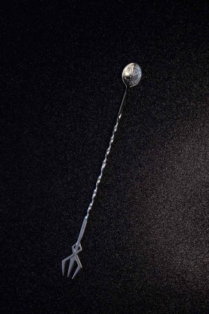 Trident bar spoon - elegantly designed stainless steel cocktail stirrer for mixing drinks, ideal for home bartending. Buy now!
