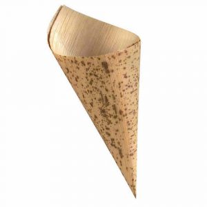 100-unit pack of Bamboo Cone XS, eco-friendly disposable cones for food serving, ideal for catering and events, sustainable choice.