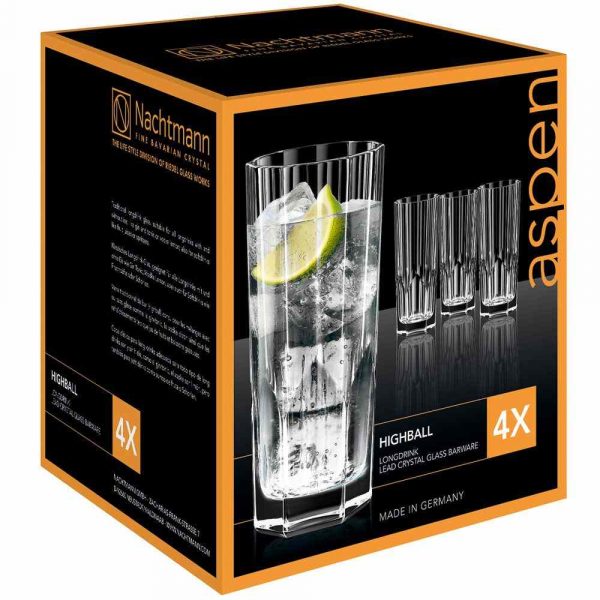 Elevate your cocktail experience with COPOS NACHTMANN Cocktail Highball Aspen glasses - set of 4, 30.9cl each. Enjoy luxury in every sip!