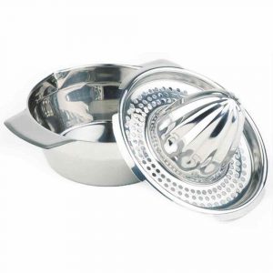 Effortlessly extract every drop of juice with our stainless manual citrus juicer - a durable and efficient kitchen tool.