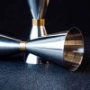 30/60 silver vase with gold strip - elegant home decor piece made from premium materials, perfect for adding a touch of luxury to any space.