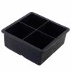 Premium black silicone 57mm 4-cube gelo mold for stylish and efficient ice making at home or in bars and restaurants.