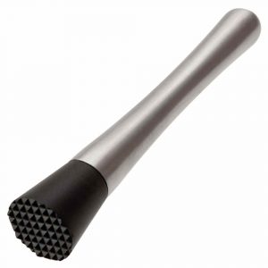 Stainless steel muddler with plastic tip, 21cm - perfect for cocktails and mixology enthusiasts. Durable and stylish bar tool for home or professional use.