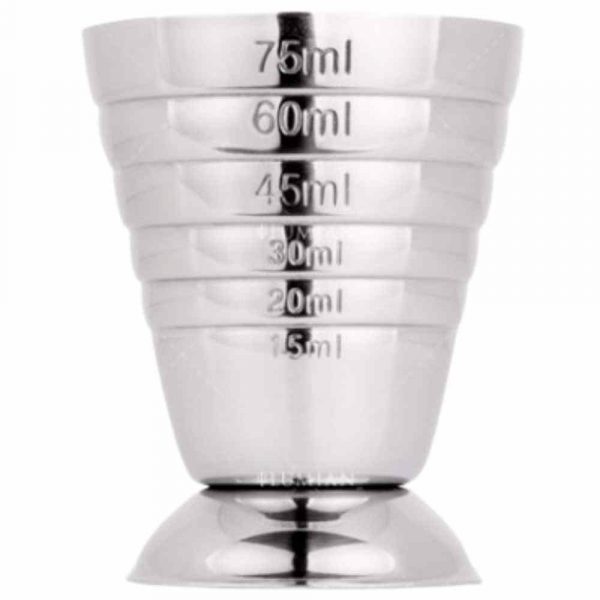 Elevate your mixology game with the Multi-Level Jigger 15-75ml Urano for precise cocktail measurements and sleek design.