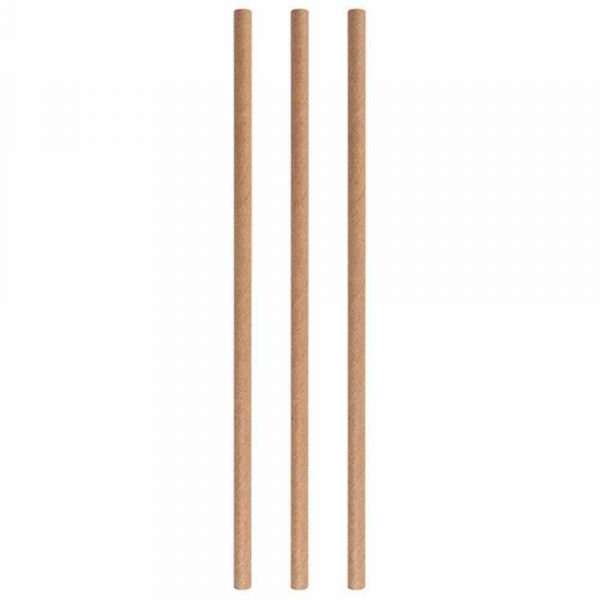 Environmentally friendly Pack of 250 Beige Paper Straws, 8mm diameter x 200mm length, perfect for eco-conscious parties and events.