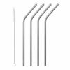 Pack of 4 Curved Stainless Steel Straws with 20cm Brush - Eco-friendly Reusable Straws for Drinks - Sustainable Choice - P/68020