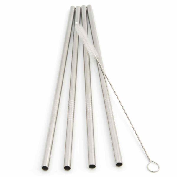 Set of 4 long-lasting stainless steel straws, 21cm in length, perfect for sipping your favorite beverages. Eco-friendly and durable choice for daily use.