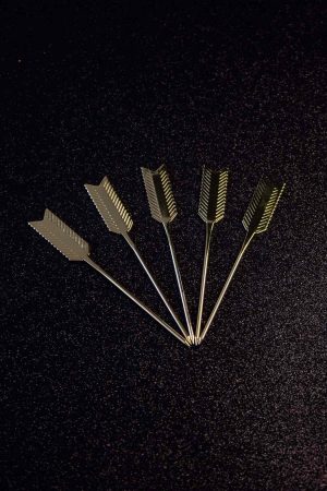 Premium Golden Feather Cocktail Picks - Luxury accessories for drinks, set of stylish cocktail swizzle sticks