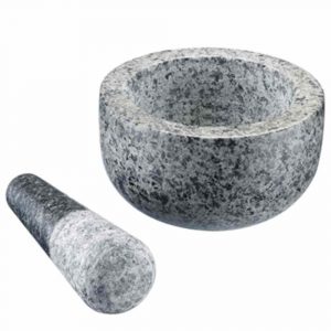 Premium 13.1cm Natural Granite Pestle and Mortar for Effortless Grinding - Durable Kitchen Essential for Gourmet Cooking