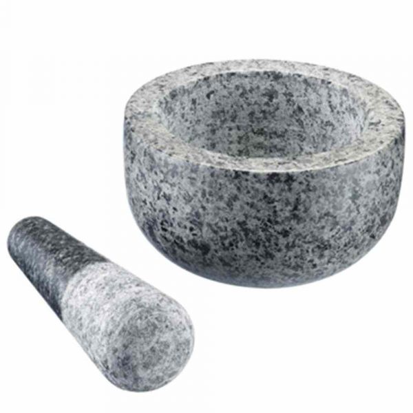 Premium 13.1cm Natural Granite Pestle and Mortar for Effortless Grinding - Durable Kitchen Essential for Gourmet Cooking