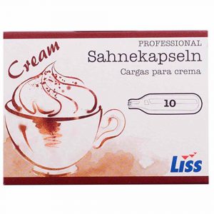 Premium N2O Refills for Cream Siphon - Pack of 10, for perfect whipped cream. Top-quality and reliable product for culinary enthusiasts!