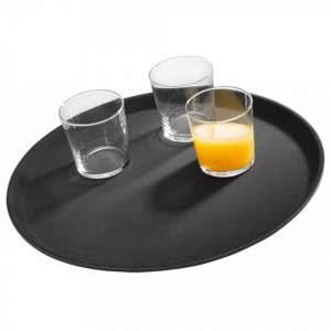 Premium black Gastro tray with a diameter of 35.5cm, ideal for professional use in restaurants and catering. Durable and stylish.